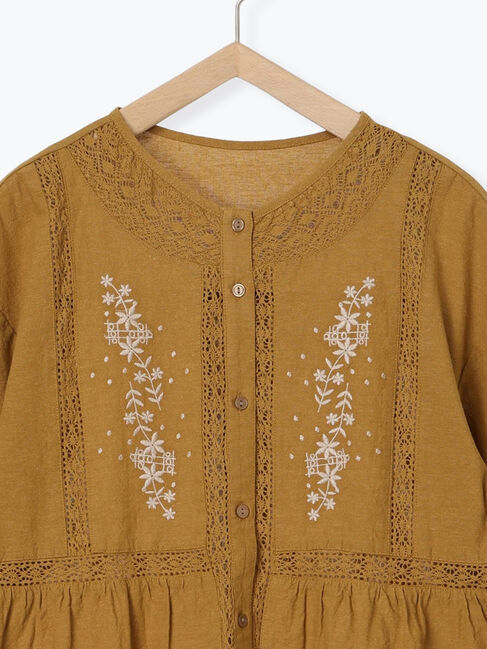 Samansa Mos2「花刺繍切替えブラウス」|シャツ・ブラウス|