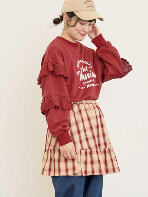 Samansa Mos2「袖フリル切替えスウェット」|Tシャツ・カットソー|