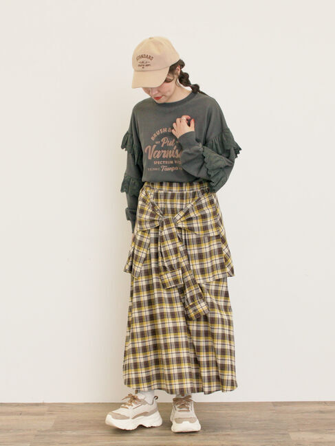 Samansa Mos2「袖フリル切替えスウェット」|Tシャツ・カットソー|