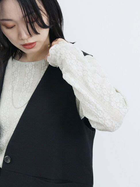 Samansa Mos2 blue「シアーレースロンT」|Tシャツ・カットソー|