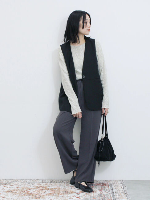 Samansa Mos2 blue「シアーレースロンT」|Tシャツ・カットソー|