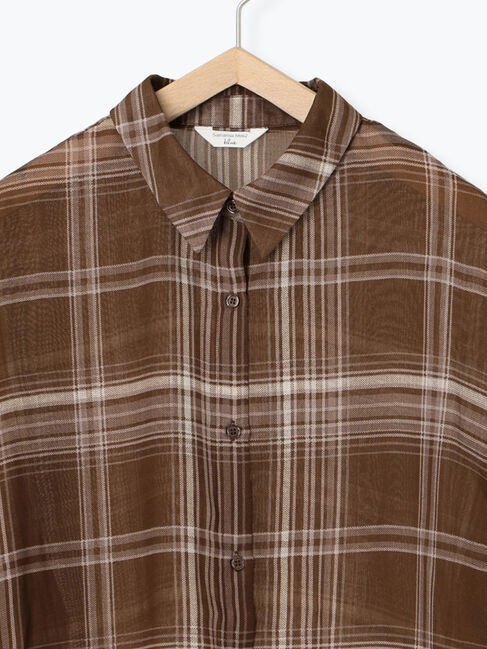 Samansa Mos2 blue「シアーチェックシャツ」|シャツ・ブラウス|