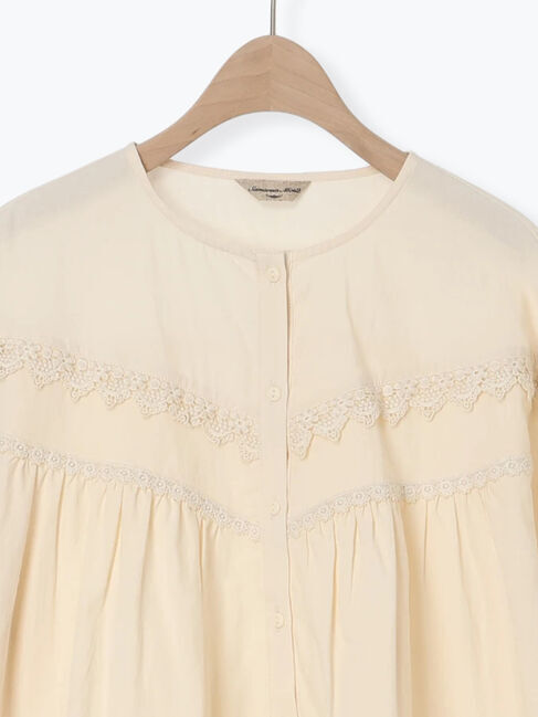 Samansa Mos2「V切替レース前開きブラウス」|シャツ・ブラウス|