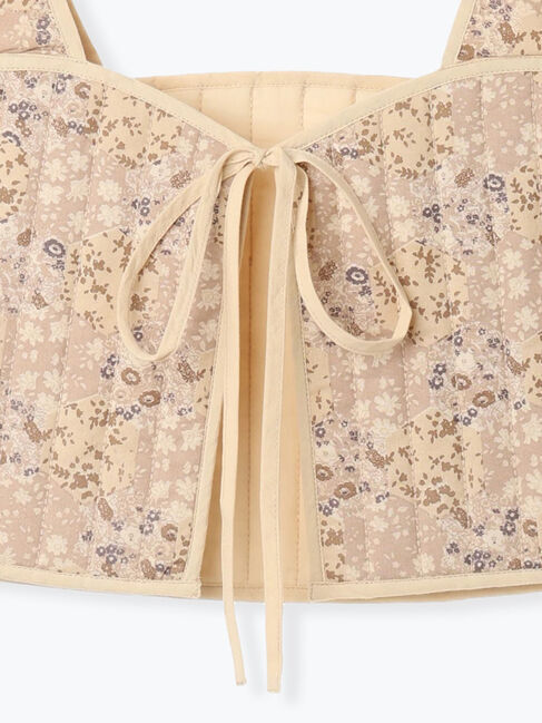 Samansa Mos2「パッチワーク風花柄キルトビスチェ」|ダウンベスト・ベスト|