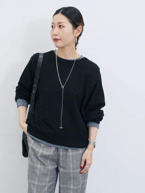 Samansa Mos2 blue「マルチスタイル前後2wayクルーネックカーディガン」|カーディガン|ブラック