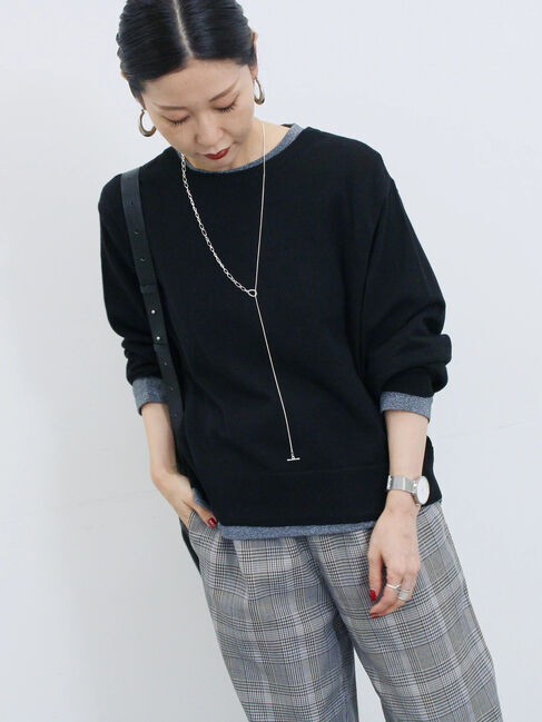 Samansa Mos2 blue「マルチスタイル前後2wayクルーネックカーディガン」|カーディガン|