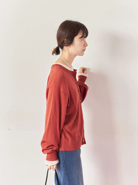 Samansa Mos2 blue「マルチスタイル前後2wayクルーネックカーディガン」|カーディガン|