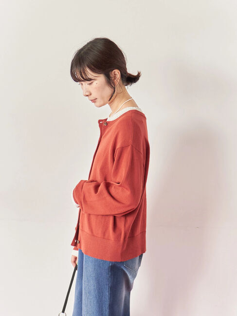 Samansa Mos2 blue「マルチスタイル前後2wayクルーネックカーディガン」|カーディガン|