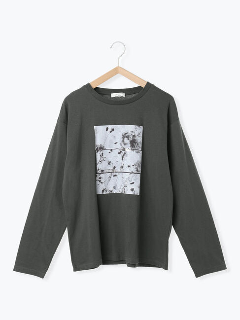 Samansa Mos2 blue「箔フォトプリントロンT」|Tシャツ・カットソー|