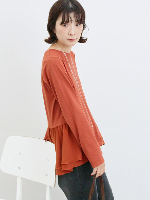 Samansa Mos2 blue「ペプラムドッキングカットソー」|Tシャツ・カットソー|