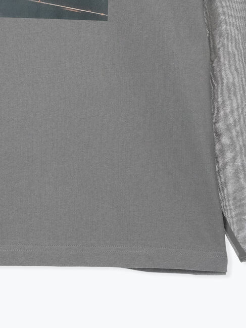 Samansa Mos2 blue「袖シフォンレイヤードプルオーバー」|Tシャツ・カットソー|