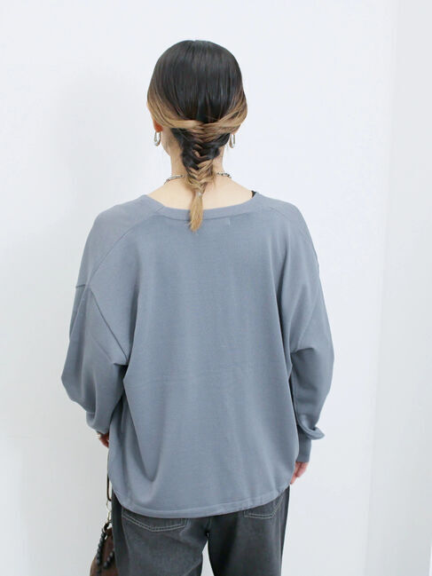 Samansa Mos2 blue「裾ドロストニットカーディガン」|カーディガン|