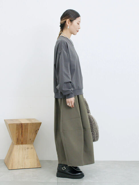 Samansa Mos2 blue「ポンチ袖タックプルオーバー」|Tシャツ・カットソー|