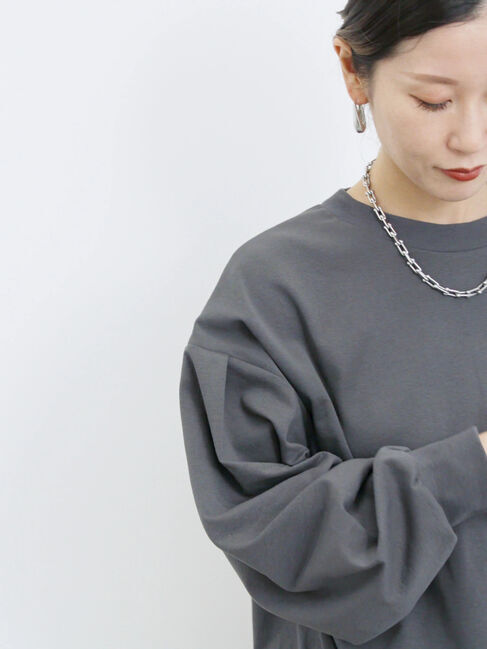 Samansa Mos2 blue「ポンチ袖タックプルオーバー」|Tシャツ・カットソー|