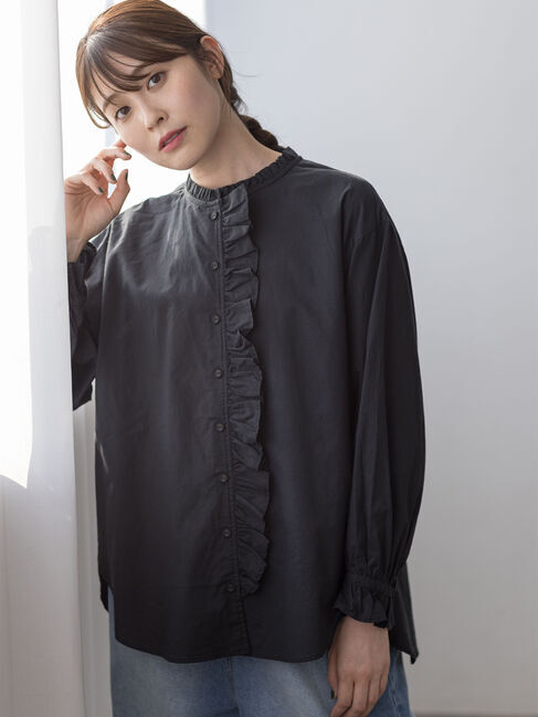 Samansa Mos2「【ゆべし&times;Samansa Mos2】フリルブラウス」|シャツ・ブラウス|ブラック