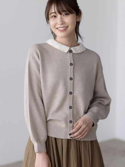 Samansa Mos2「【ゆべし&times;Samansa Mos2】マルチWAYニット」|カーディガン|ベージュ