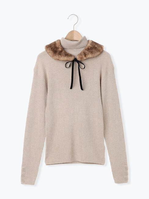 Samansa Mos2「【ゆべし&times;Samansa Mos2】ティペット付リブニット」|ニット・セーター|