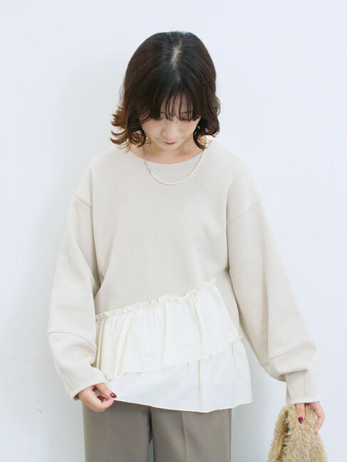 Samansa Mos2 blue「ペプラムドッキングプルオーバー」|Tシャツ・カットソー|