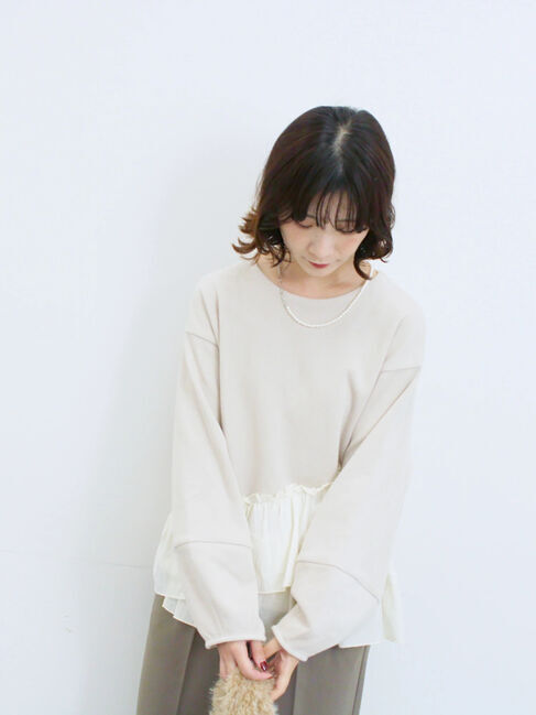 Samansa Mos2 blue「ペプラムドッキングプルオーバー」|Tシャツ・カットソー|