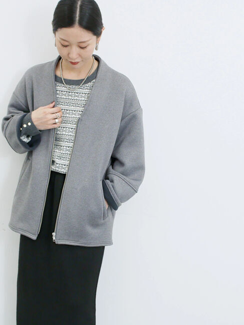 Samansa Mos2 blue「【マシンウォッシャブル】マルチスタイルボンディングブルゾン」|ブルゾン・スタジャン|