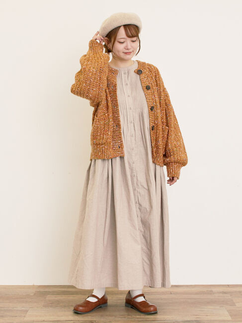 Samansa Mos2「【S/Mサイズ】綿麻/デニムピンタックワンピース」|ワンピース|