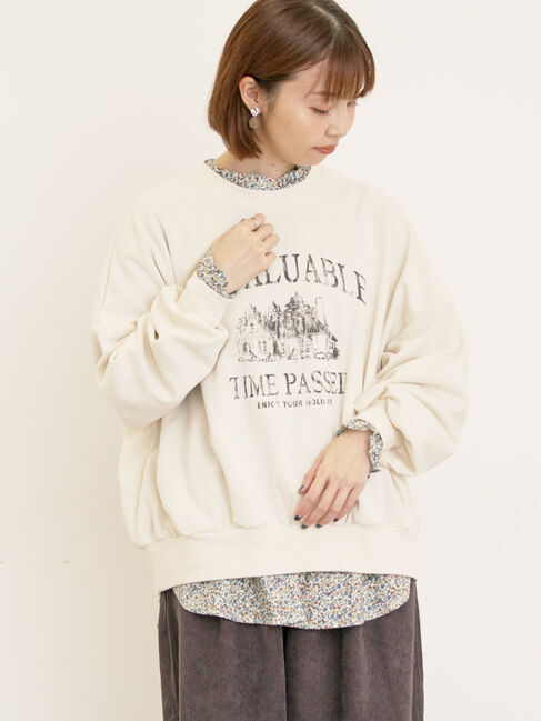 Samansa Mos2「プリントゆるスウェット」|Tシャツ・カットソー|