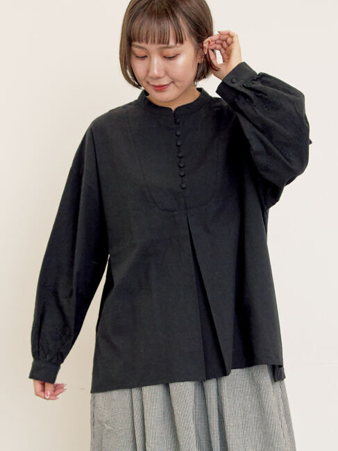 Samansa Mos2「◎袖刺繍ブラウス」|シャツ・ブラウス|ブラック