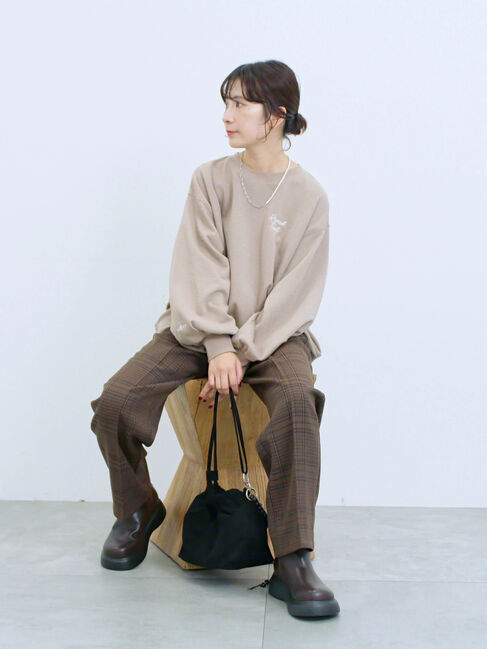 Samansa Mos2 blue「カチオン染めチェックパンツ」|その他|