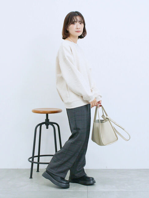 Samansa Mos2 blue「カチオン染めチェックパンツ」|その他|