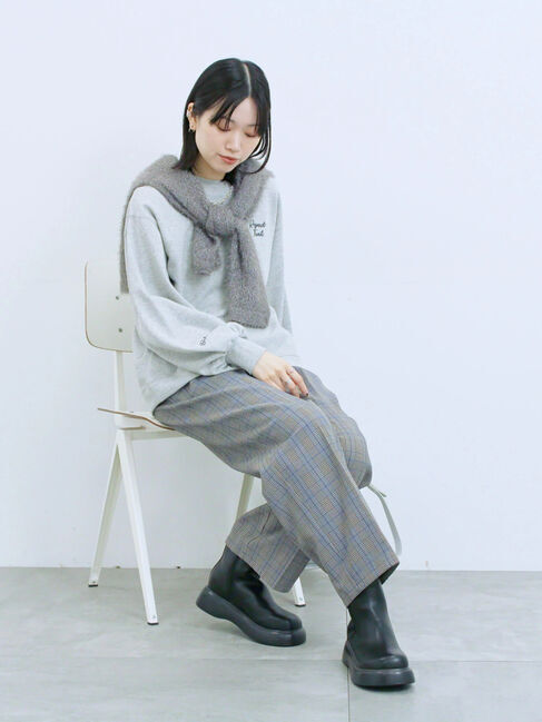 Samansa Mos2 blue「ラメ裏毛プルオーバー」|Tシャツ・カットソー|