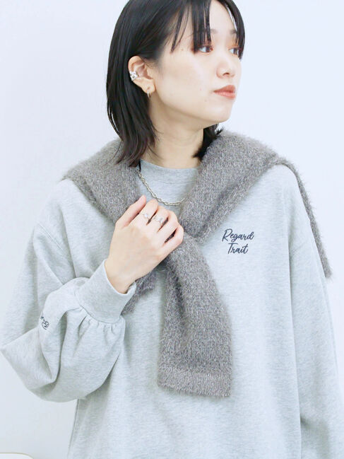 Samansa Mos2 blue「ラメ裏毛プルオーバー」|Tシャツ・カットソー|