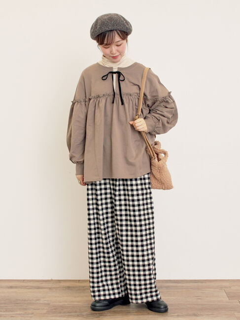 Samansa Mos2「ミニ裏毛切替ギャザープルオーバー」|Tシャツ・カットソー|