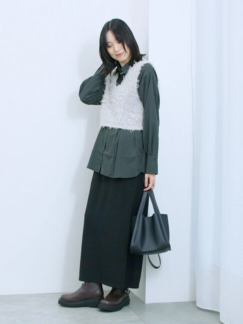 Samansa Mos2 blue「◎マットサテンタックシャツ」|シャツ・ブラウス|