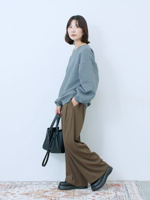 Samansa Mos2 blue「ジャガードダンボールプルオーバー」|Tシャツ・カットソー|