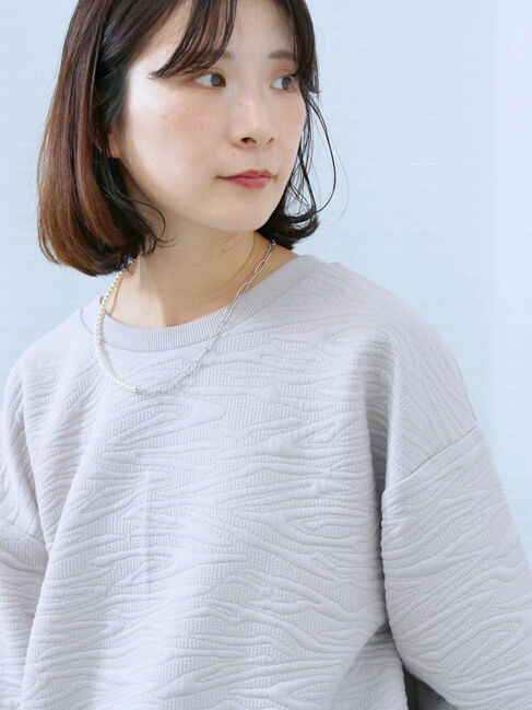 Samansa Mos2 blue「ジャガードダンボールプルオーバー」|Tシャツ・カットソー|