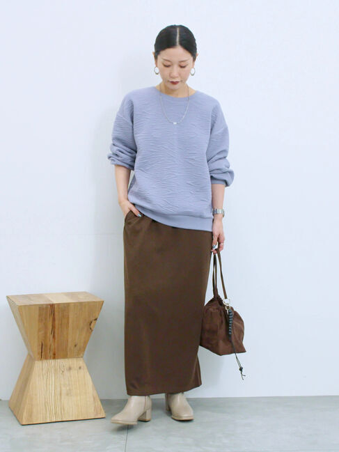 Samansa Mos2 blue「ジャガードダンボールプルオーバー」|Tシャツ・カットソー|