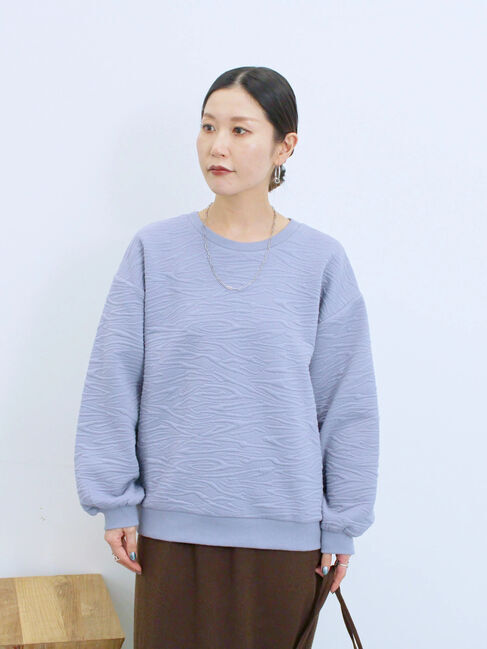 Samansa Mos2 blue「ジャガードダンボールプルオーバー」|Tシャツ・カットソー|