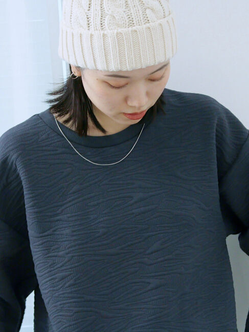 Samansa Mos2 blue「ジャガードダンボールプルオーバー」|Tシャツ・カットソー|