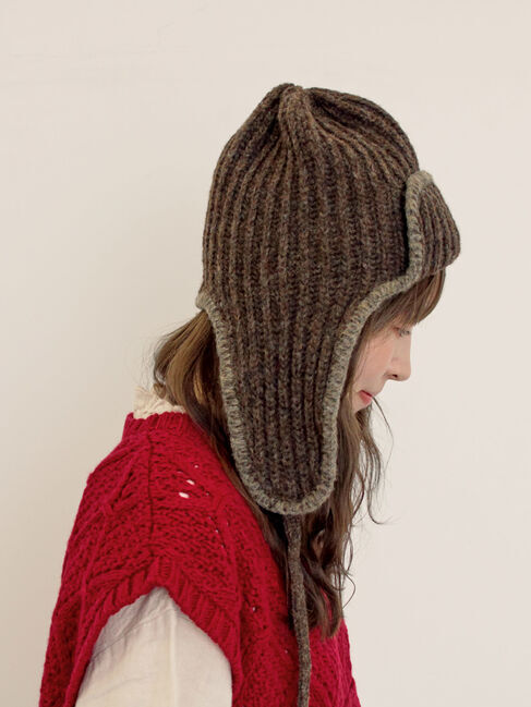 Samansa Mos2「配色ステッチニットフライトキャップ」|その他|