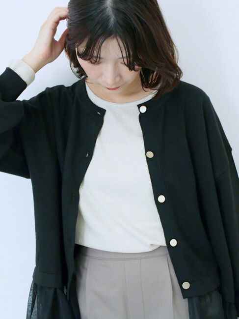 Samansa Mos2 blue「ラメリブプルオーバー」|Tシャツ・カットソー|