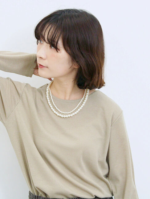 Samansa Mos2 blue「ラメリブプルオーバー」|Tシャツ・カットソー|