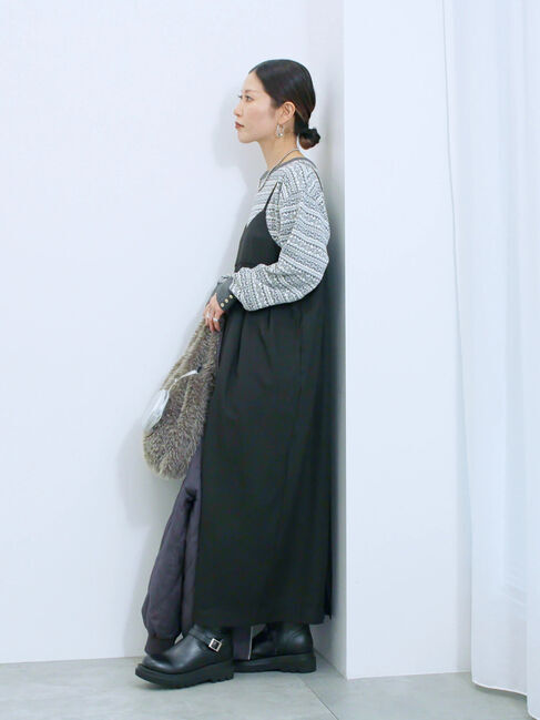 Samansa Mos2 blue「タック入りコクーンジャンスカ」|ワンピース|