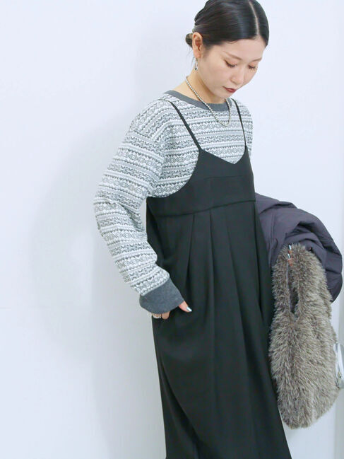 Samansa Mos2 blue「タック入りコクーンジャンスカ」|ワンピース|