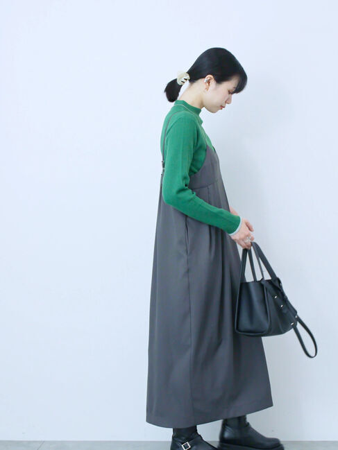 Samansa Mos2 blue「タック入りコクーンジャンスカ」|ワンピース|