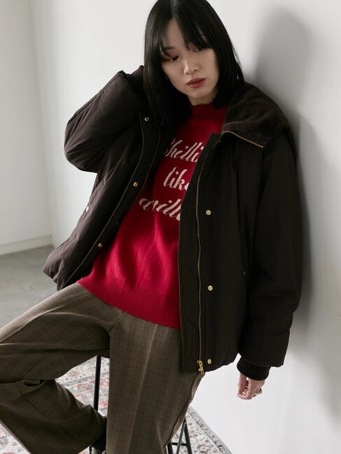 Samansa Mos2 blue「【Hug knit】ロゴプルオーバー」|ニット・セーター|