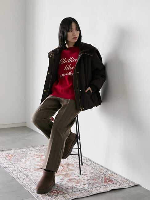 Samansa Mos2 blue「【Hug knit】ロゴプルオーバー」|ニット・セーター|