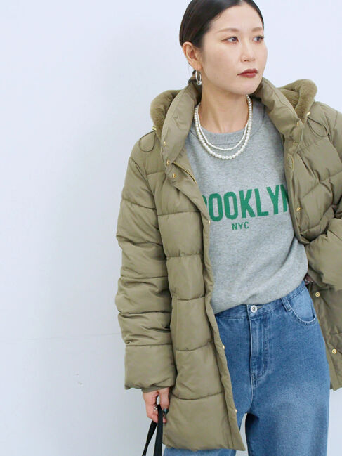 Samansa Mos2 blue「【Hug knit】ロゴプルオーバー」|ニット・セーター|