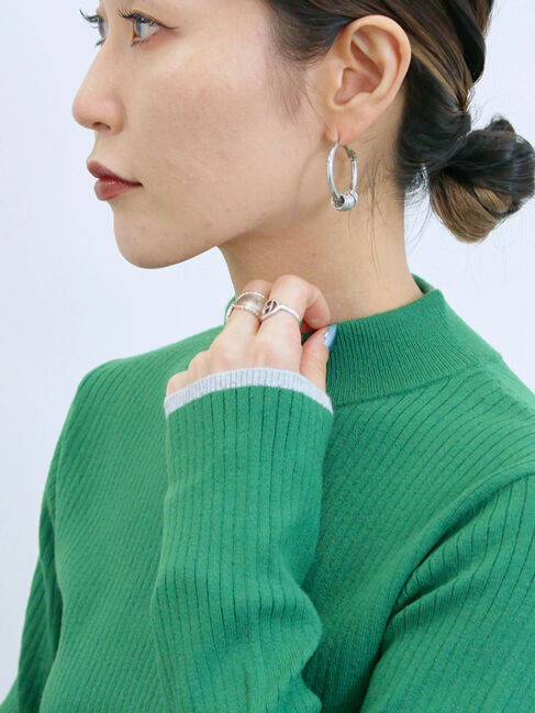 Samansa Mos2 blue「【Hug knit】リブハイネックプルオーバー」|ニット・セーター|