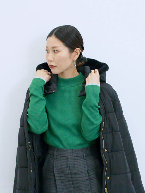 Samansa Mos2 blue「【Hug knit】リブハイネックプルオーバー」|ニット・セーター|