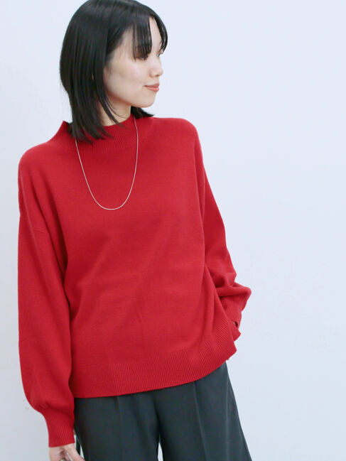Samansa Mos2 blue「【Hug knit】袖ボリュームハイネックプルオーバー」|ニット・セーター|